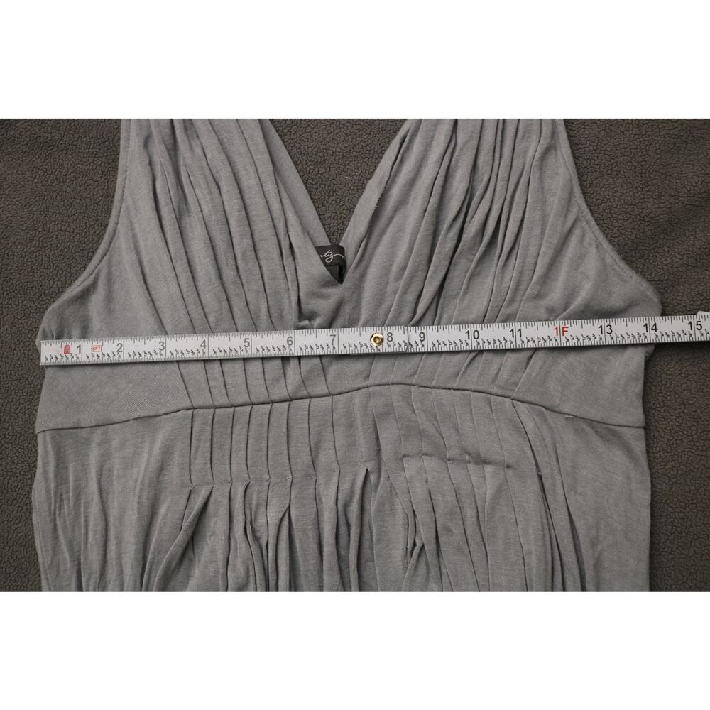 TWENTY ONE Babydoll Dress Women Small Heather Gray Pleated Stripes Sheer Shirt - Picture 5 of 16